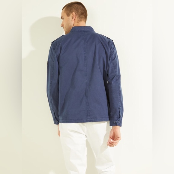 New GUESS Washed Twill Cargo Jacket SZ L - Picture 5 of 12